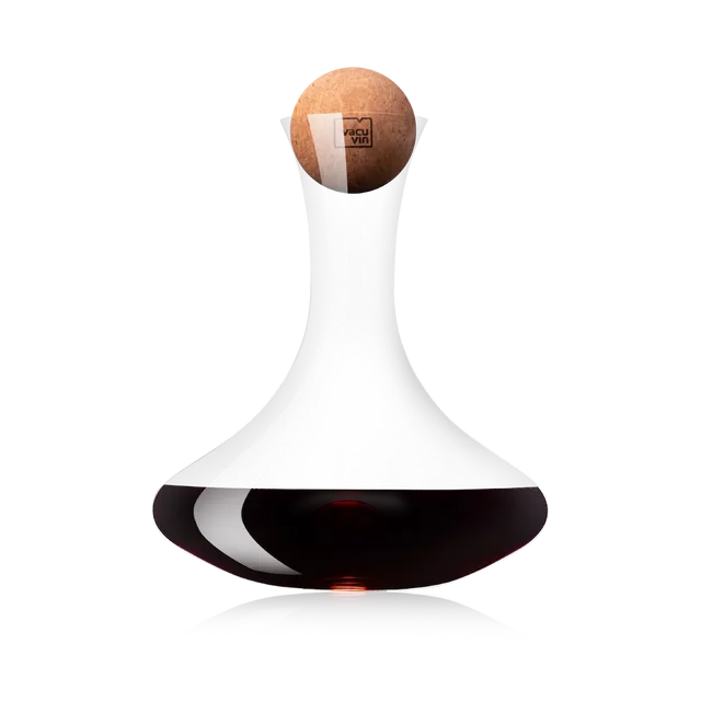 vacu-vin-weindekanter-glasdekantierer-mit-breitem-boden-und-korkstopfen-bel-ftet image 1