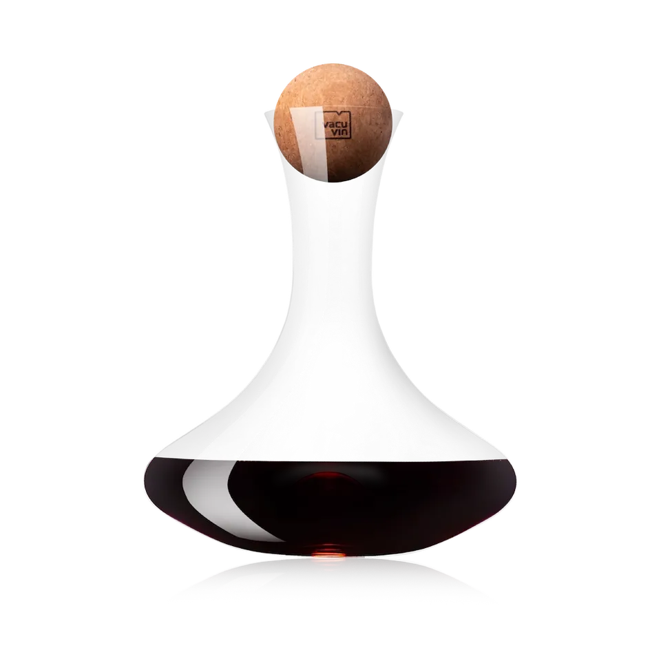 vacu-vin-weindekanter-glasdekantierer-mit-breitem-boden-und-korkstopfen-bel-ftet image 1