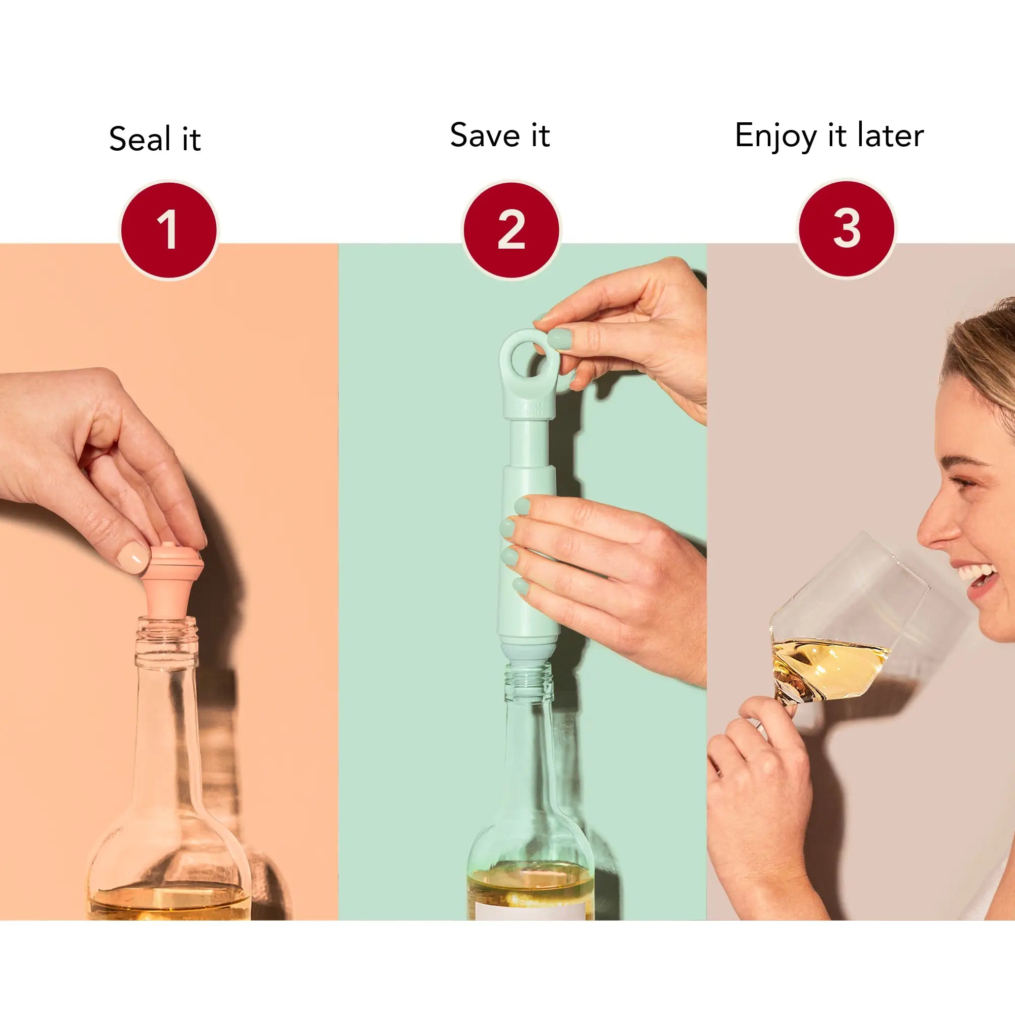 vacu-vin-loop-weinaufbewahrungsset-sand-vakuumpumpe-mit-1-4-stopfen image 2
