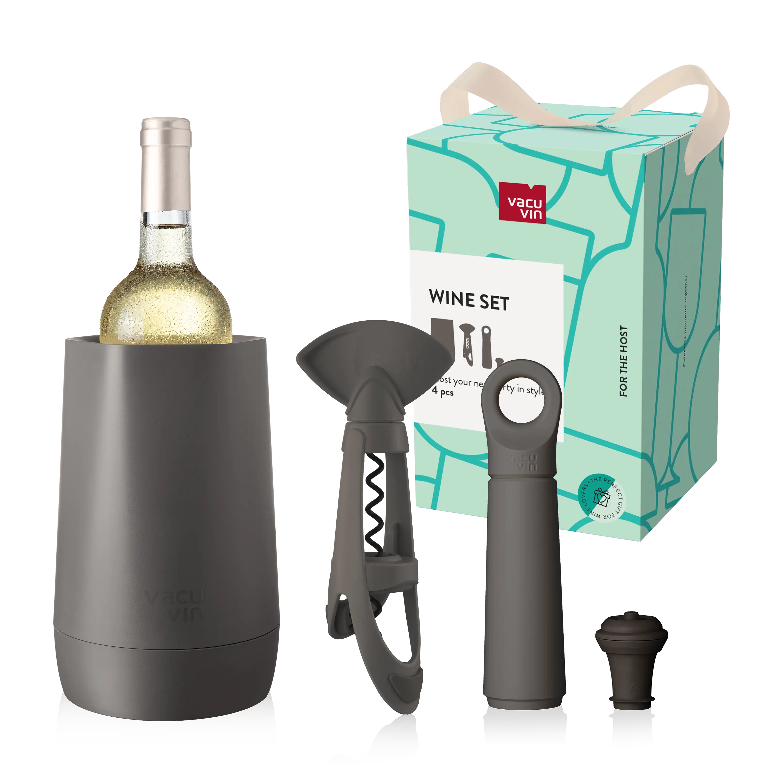 vacu-vin-weinzubeh-r-set-host-graphite-3-teiliges-set-mit-k-hler-vakuumpumpe-und image 1