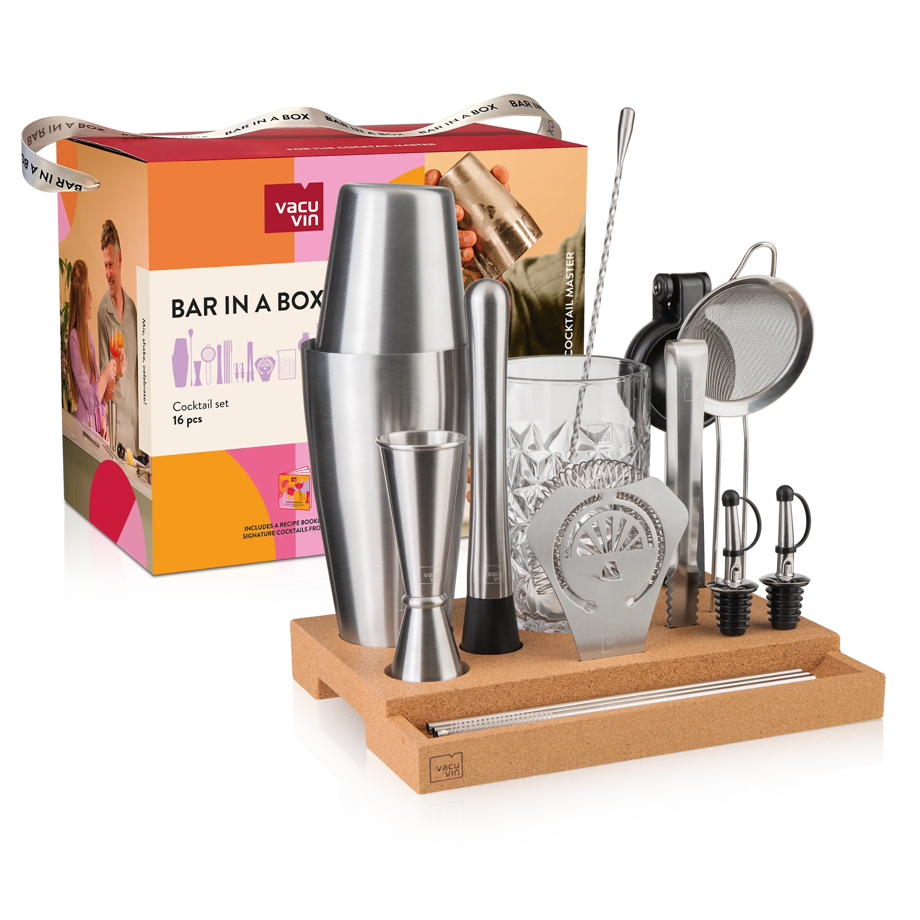vacu-vin-bar-in-a-box-master-16-teiliges-cocktailset-aus-edelstahl image 1