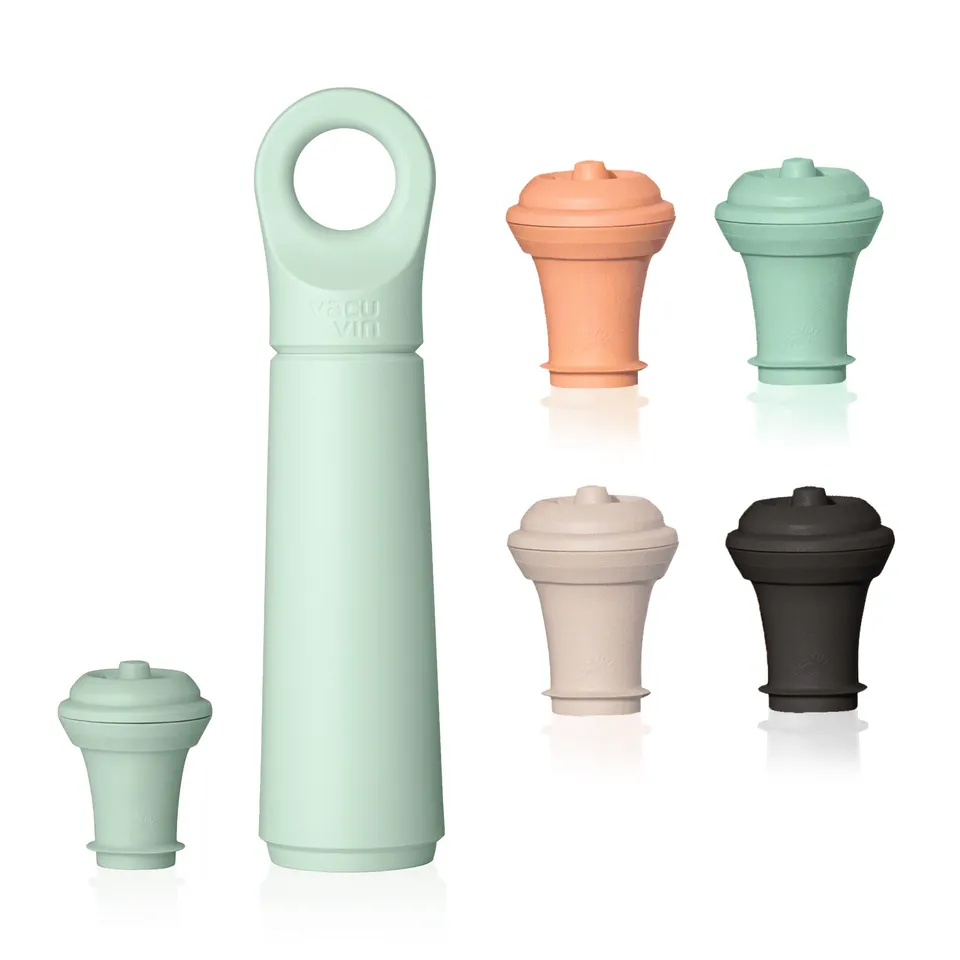 vacu-vin-loop-weinaufbewahrungsset-jade-vakuumpumpe-mit-4-gratis-weinstopfen image 1