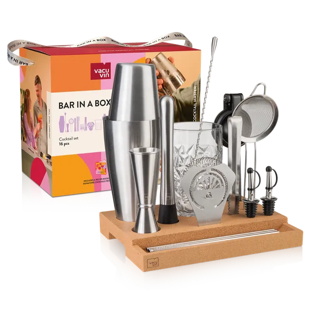 vacu-vin-bar-in-a-box-master-16-teiliges-cocktailset-aus-edelstahl image 1