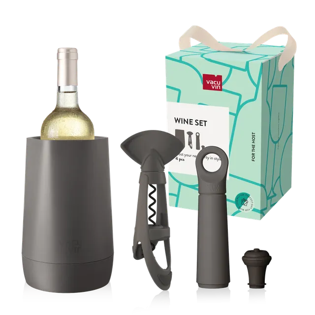 vacu-vin-weinzubeh-r-set-host-graphite-3-teiliges-set-mit-k-hler-vakuumpumpe-und image 1