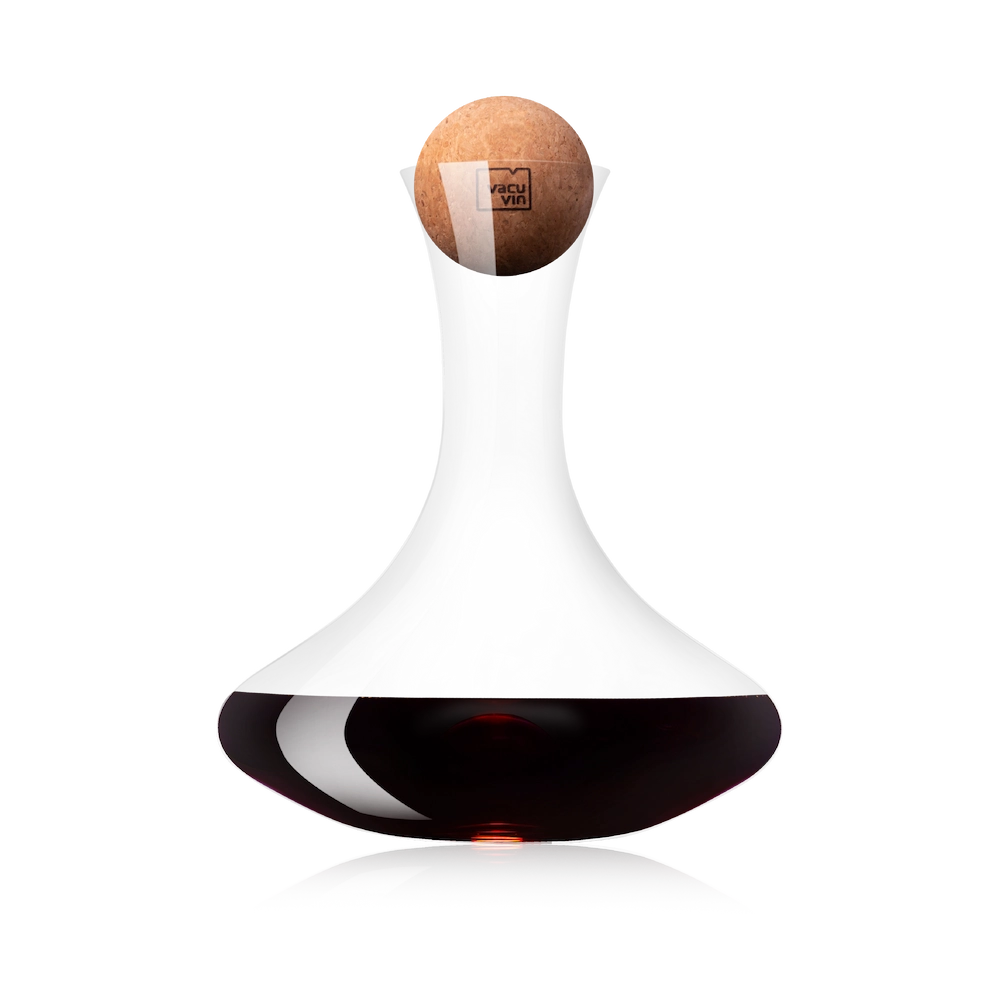 vacu-vin-weindekanter-glasdekantierer-mit-breitem-boden-und-korkstopfen-bel-ftet image 1